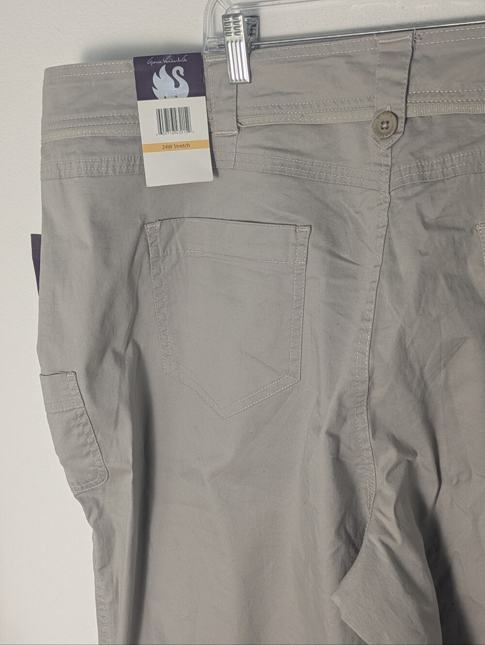 Gloria Vanderbilt Roll Up Cropped Cargo Capris Size 24 W Khaki Cuffed Hem new - Picture 8 of 16